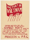 Artist: b'EARTHWORKS POSTER COLLECTIVE' | Title: b'Victory in Vietnam domino party' | Date: 1975 | Technique: b'screenprint, printed in colour, red ink, from one stencil'