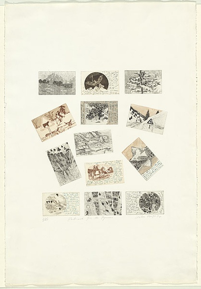 Artist: b'Wolseley, John.' | Title: b'Postcards from the Pyrenees' | Date: (1974) | Technique: b'etchings [13], each printed in black ink, from one plate' | Copyright: b'\xc2\xa9 John Wolseley. Licensed by VISCOPY, Australia'