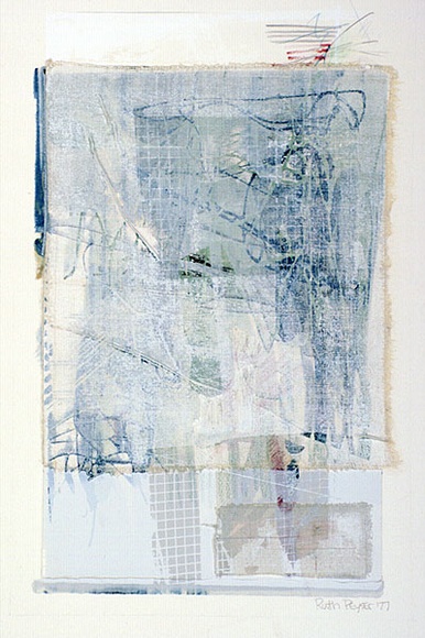 Artist: b'Peyser, Ruth.' | Title: b'not titled' | Date: 1977 | Technique: b'lithograph, printed in colour, from multiple plates; light blue pencil and collage of linen and paper'