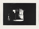 Artist: b'Durrant, Ivan.' | Title: b'not titled [interior with light entering through vertical structures]' | Date: 1990 | Technique: b'screenprint, printed in black ink, from one photo-stencil'