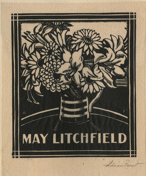 Artist: b'FEINT, Adrian' | Title: b'Bookplate: May Litchfield.' | Date: (1928) | Technique: b'wood-engraving, printed in black ink, from one block' | Copyright: b'Courtesy the Estate of Adrian Feint'