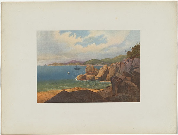 Artist: b'Chevalier, Nicholas.' | Title: bRefuge Cove, Wilson's Promontory | Date: 1865 | Technique: b'lithograph, printed in colour, from multiple stones'