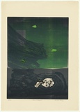 Artist: b'KING, Grahame' | Title: b'Green submerged' | Date: 1975 | Technique: b'lithograph, printed in colour, from three stones [or plates]'