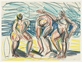 Artist: b'Furlonger, Joe.' | Title: b'3 surfers' | Date: 1989 | Technique: b'lithograph, printed in colour, from seven stones'