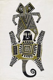Artist: Aihi, Marie Taita. | Title: not titled [two creatures]. | Date: 13 October 1969 | Technique: screenprint, printed in black and green ink, from two screens