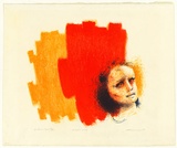 Artist: b'Counihan, Noel.' | Title: bA girl's head. | Date: 1968 | Technique: b'lithograph, printed in colour, from three zinc plates'