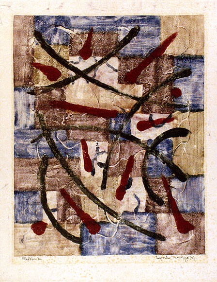 Artist: b'Hawkins, Weaver.' | Title: b'Impromptu 2' | Date: 1960 | Technique: b'monotype, printed in colour, from one plate' | Copyright: b'The Estate of H.F Weaver Hawkins'