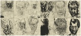 Artist: PARR, Mike | Title: 12 untitled self-portraits (set 1). | Date: 1989 | Technique: drypoint, printed in black ink, from one copper plate