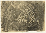 Artist: b'BOYD, Arthur' | Title: b'Hands and horned figures.' | Date: 1960-70 | Technique: b'lithograph, printed in black ink, from one stone [or plate]' | Copyright: b'Reproduced with permission of Bundanon Trust'
