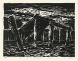 Artist: b'AMOR, Rick' | Title: b'The river.' | Date: 1992 | Technique: b'woodcut, printed in black ink, from one block'