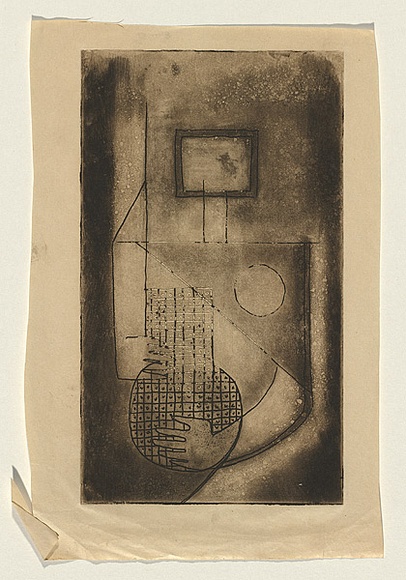 Title: b'not titled [Holding a vase]' | Date: c.1950 | Technique: b'etching, printed in brown ink, from one plate'