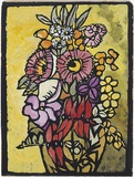 Artist: b'PRESTON, Margaret' | Title: b'Native flowers' | Date: 1949 | Technique: b'stencil print, printed in colour, from one hand-cut paper stencil' | Copyright: b'\xc2\xa9 Margaret Preston. Licensed by VISCOPY, Australia'