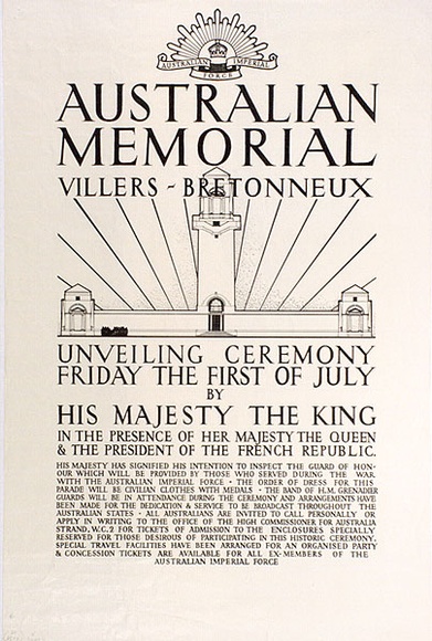 Artist: b'UNKNOWN' | Title: b'Australian Memorial Villers-Bretonneux' | Date: 1938 | Technique: b'photo-lithograph'