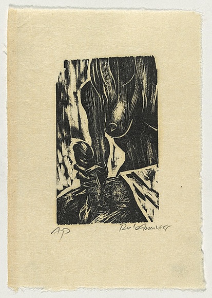 Artist: b'AMOR, Rick' | Title: b'not titled (hand job 2).' | Date: 1988 | Technique: b'woodcut, printed in black ink, from one block'