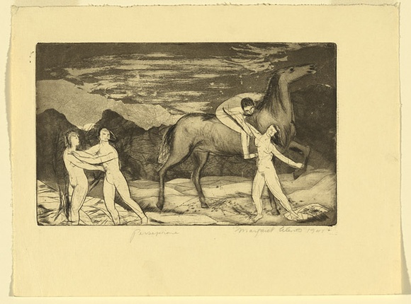 Artist: b'Cilento, Margaret.' | Title: b'Persephone.' | Date: 1947 | Technique: b'aquatint, engraving and softground etching, printed with plate-tone'