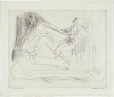 Artist: BOYD, Arthur | Title: Pointing figure with weeping heads. | Date: (1968-69) | Technique: etching, printed in black ink, from one plate | Copyright: Reproduced with permission of Bundanon Trust