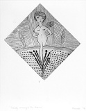 Artist: b'SHEARER, Mitzi' | Title: b'Beauty amongst the thorns' | Date: 1978 | Technique: b'etching, printed in black, with plate-tone, from one plate'