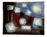 Artist: b'Hirschfeld Mack, Ludwig.' | Title: b(Geometric motif) [recto]; (Study for 'Geometric motif') [verso] | Date: 1958 | Technique: b'transfer print; watercolour, ink and brush additions (recto)'