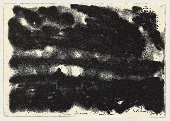 Artist: b'AMOR, Rick' | Title: b'View from Hawthorn.' | Date: 1988 | Technique: b'woodcut, printed in black ink, from one block, rubbing transfer'