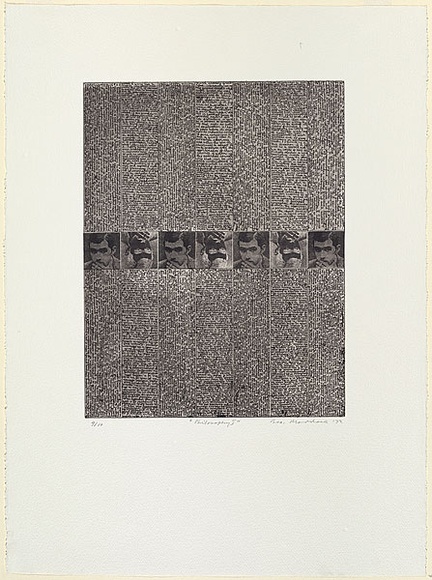 Artist: b'MADDOCK, Bea' | Title: b'Philosophy I' | Date: 1972 | Technique: b'photo-etching and line-etching, printed in black ink, from eight plates'
