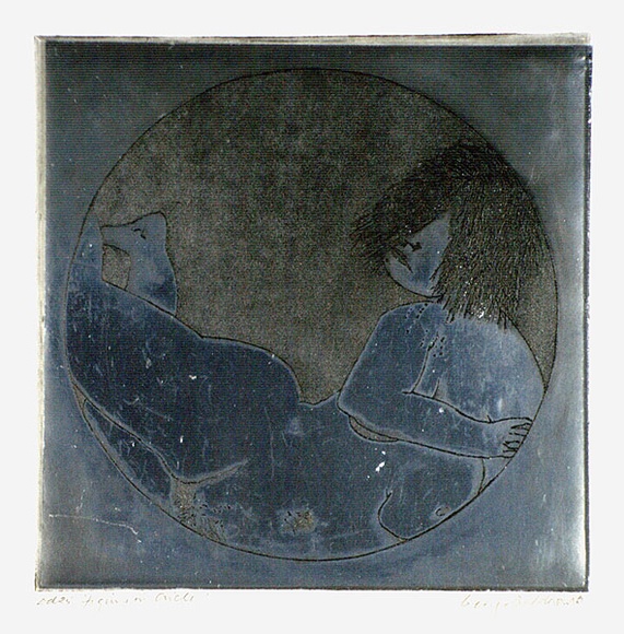 Artist: b'BALDESSIN, George' | Title: b'Figure in circle.' | Date: 1967 | Technique: b'etching and aquatint, printed in black ink, from one plate'