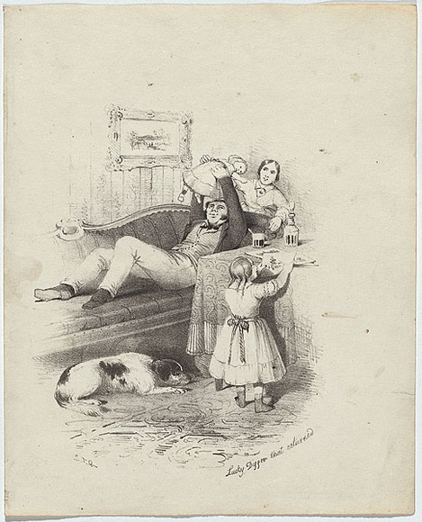 Artist: b'GILL, S.T.' | Title: b'Lucky digger that returned.' | Date: 1852 | Technique: b'lithograph, printed in black ink, from one stone'