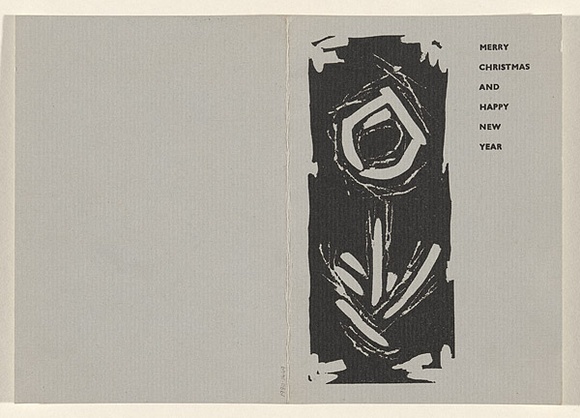 Artist: b'Salkauskas, Henry.' | Title: b'Christmas card: to Daniel Thomas' | Date: 1958 | Technique: b'linocut, printed in black ink, from one block; letterpress text' | Copyright: b'\xc2\xa9 Eva Kubbos'