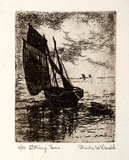 Artist: McDonald, Sheila. | Title: Stormy seas [recto]; The Rocks, Sydney [verso] | Date: c.1935 | Technique: etching, aquatint printed in brown[verso] intaglio etching printed in brown