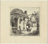 Artist: b'LINDSAY, Lionel' | Title: b'The pannikin of flour' | Date: 1924 | Technique: b'etching, printed in black ink with plate-tone, from one plate' | Copyright: b'Courtesy of the National Library of Australia'