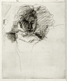 Artist: BOYD, Arthur | Title: (Portrait head in cross hatching). | Date: c.1968 | Technique: etching, printed in black ink, from one plate | Copyright: Reproduced with permission of Bundanon Trust