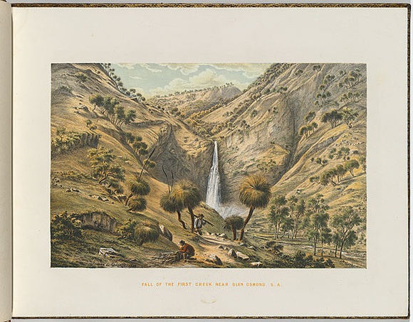 Artist: b'von Gu\xc3\xa9rard, Eugene' | Title: b'Fall of the first creek near Glen Osmond, South Australia' | Date: (1866 - 68) | Technique: b'lithograph, printed in colour, from multiple stones [or plates]'