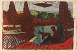 Artist: b'ROSENGRAVE, Harry' | Title: b'The mill stream' | Date: 1957 | Technique: b'linocut, printed in colour, from four blocks'