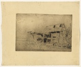 Artist: LONG, Sydney | Title: The old hut. | Date: 1922 | Technique: drypoint, printed in black ink, from one plate; with pencil additions | Copyright: Reproduced with the kind permission of the Ophthalmic Research Institute of Australia