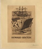 Artist: b'FEINT, Adrian' | Title: b'Bookplate: Howard Hinton.' | Date: (1936) | Technique: b'etching, printed in brown ink with plate-tone, from one plate' | Copyright: b'Courtesy the Estate of Adrian Feint'