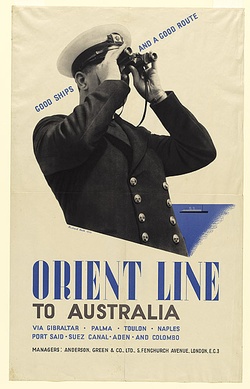 Artist: Beck, Richard. | Title: Orient Line to Australia | Date: 1936 | Technique: lithograph, printed in colour, from multiple stones [or plates]