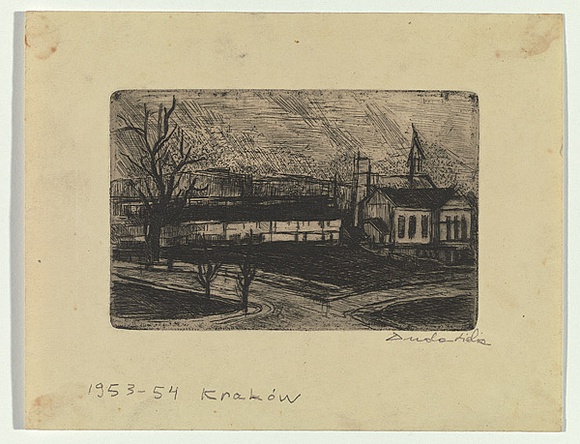 Artist: b'Groblicka, Lidia.' | Title: b'Krakow' | Date: 1953-54 | Technique: b'etching, printed in black ink, from one plate'