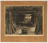 Artist: b'URE SMITH, Sydney' | Title: bThe blacksmith's shop, Ambleside | Date: 1925 | Technique: b'etching, printed in black ink with plate-tone, from one  plate'