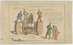 Artist: Winstanley, Edward W. | Title: Ways and means for 1845 or taking it out of the squatters. | Date: 1845 | Technique: lithograph, printed in black ink, from one stone; hand-coloured in watercolour