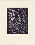 Artist: LEACH-JONES, Alun | Title: Lupercalia #7 | Date: 1983 | Technique: linocut, printed in deep blue ink, from one block | Copyright: Courtesy of the artist