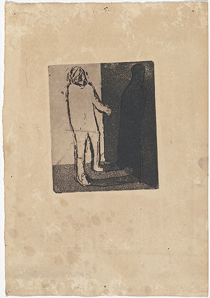 Artist: b'MADDOCK, Bea' | Title: b'Figure and shadow I' | Date: October 1965 | Technique: b'line-etching and aquatint, printed in black ink with plate-tone, from one copper plate'