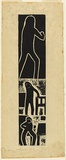 Title: b'Demonstration woodcut [figures]' | Date: 1968 | Technique: b'woodcut, printed in black ink, from one plywood block by hand-burnishing'