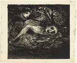 Artist: b'BOYD, Arthur' | Title: b'Broken nude and flying figure.' | Date: (1962-63) | Technique: b'etching and aquatint, printed in black ink, from one plate' | Copyright: b'Reproduced with permission of Bundanon Trust'