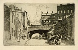 Artist: LINDSAY, Lionel | Title: The Argyle Cut, Sydney | Date: 1920 | Technique: etching, printed in black ink, from one plate | Copyright: Courtesy of the National Library of Australia