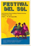 Artist: b'Lane, Leonie.' | Title: b'Festival del sol: Latin American Dance and Music Festival of the Sun. [1980].' | Date: 1980 | Technique: b'screenprint, printed in colour, from four stencils' | Copyright: b'\xc2\xa9 Leonie Lane'