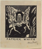 Artist: b'FEINT, Adrian' | Title: b'Bookplate: Patrick White.' | Date: 1931 | Technique: b'wood-engraving, printed in black ink, from one block' | Copyright: b'Courtesy the Estate of Adrian Feint'