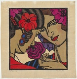 Artist: b'Proctor, Thea.' | Title: b'The rose.' | Date: 1927 | Technique: b'woodcut, printed in black ink, from one block; hand-coloured' | Copyright: b'\xc2\xa9 Art Gallery of New South Wales'