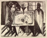 Artist: b'CHERRY, Chris' | Title: b'not titled [people and table within room]' | Date: 1982 | Technique: b'lithograph, printed in black ink, from one stone'