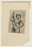 Title: not titled [figure playing guitar] | Technique: etching, printed in black ink, from one plate; graphite pencil additions