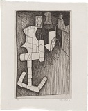 Artist: b'Brack, John.' | Title: b'The walking frame.' | Date: 1966 | Technique: b'etching, printed in black ink with plate-tone, from one plate' | Copyright: b'\xc2\xa9 Helen Brack'