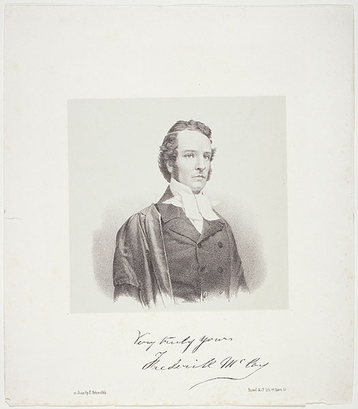 Title: b'not titled [Sir Frederick McCoy]' | Date: 1859 | Technique: b'lithograph, printed in colour, from multiple stones (black image, buff tint stone)'